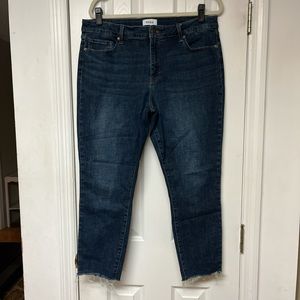 Pistola Dark Wash Stretch Denim Raw Hem Crop Ankle Jeans